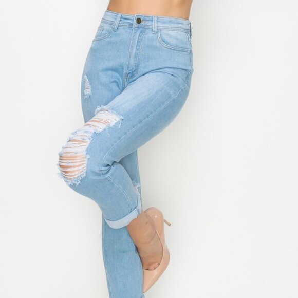 High Waisted Distressed Lover Brand Jeans - Picture 6 of 11